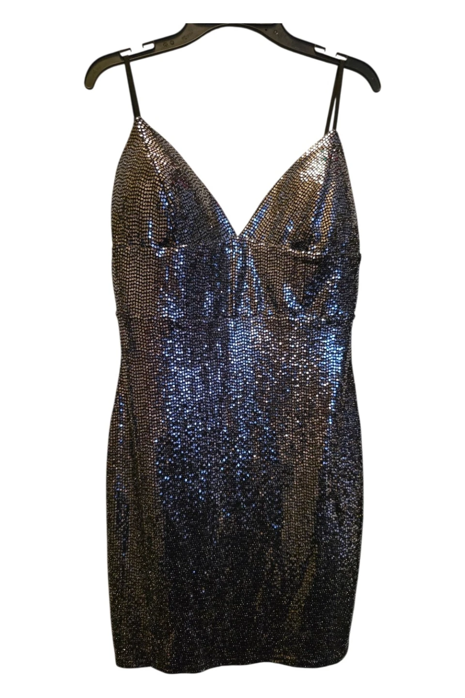 Lulus Black and Silver Sequin Bodycon Mini Dress