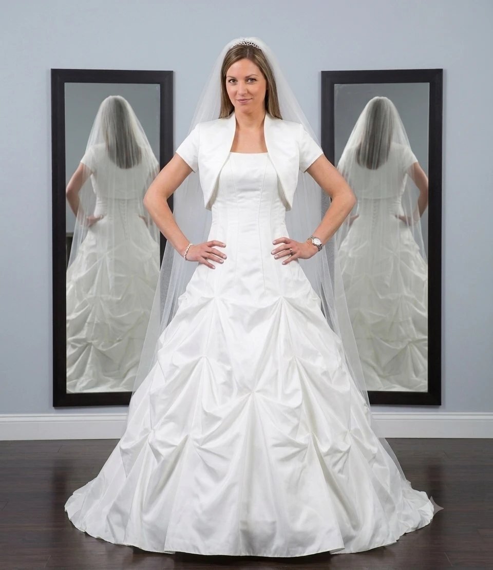 White Wedding Dress with Bolero and Veil