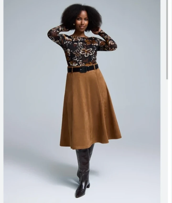 Suzi -Tan Suede Skirt XXL