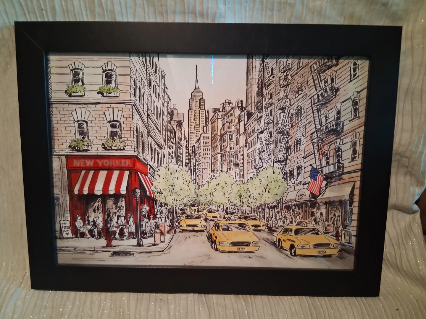 Framed New York City Street Scene Art