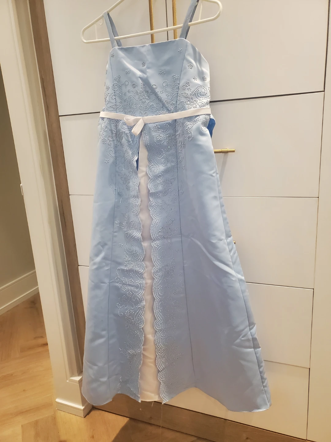 Light Blue Flower Girl Dress with White Ribbon - photo 2