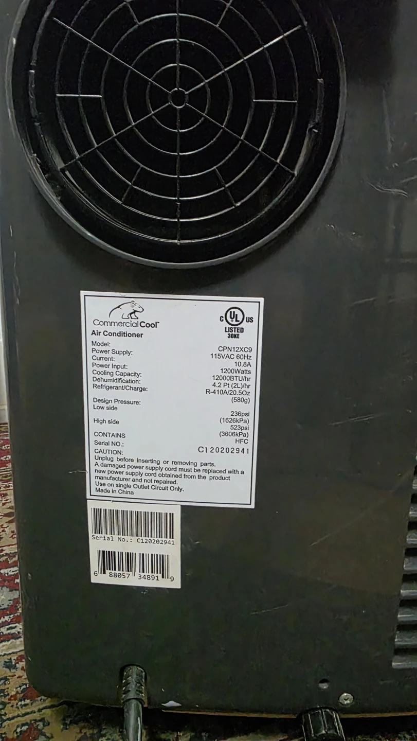 Commercial Cool 12000 BTU Portable Air Conditioner no remote. - photo 4