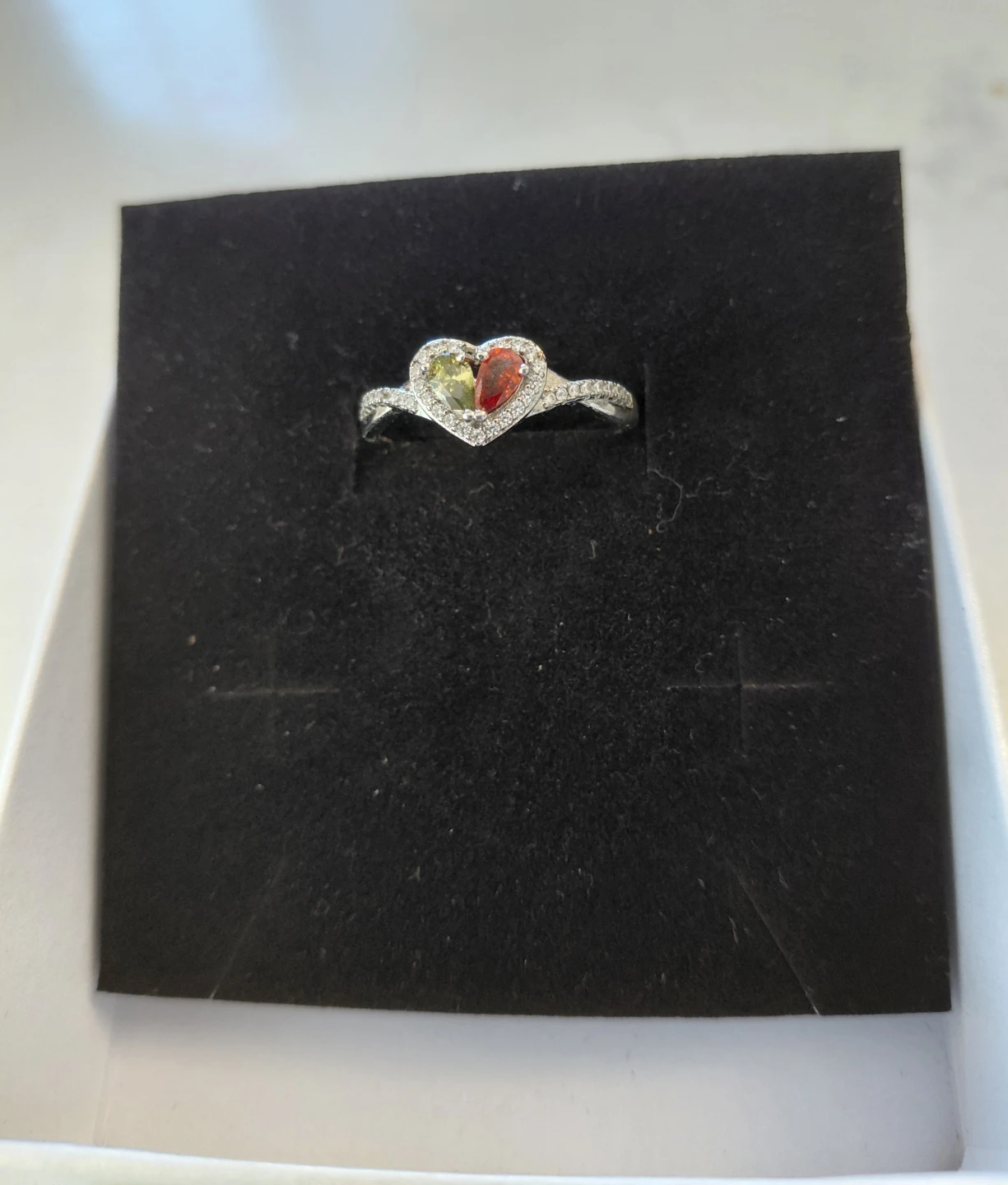 Heart-shaped Ring with Gemstones