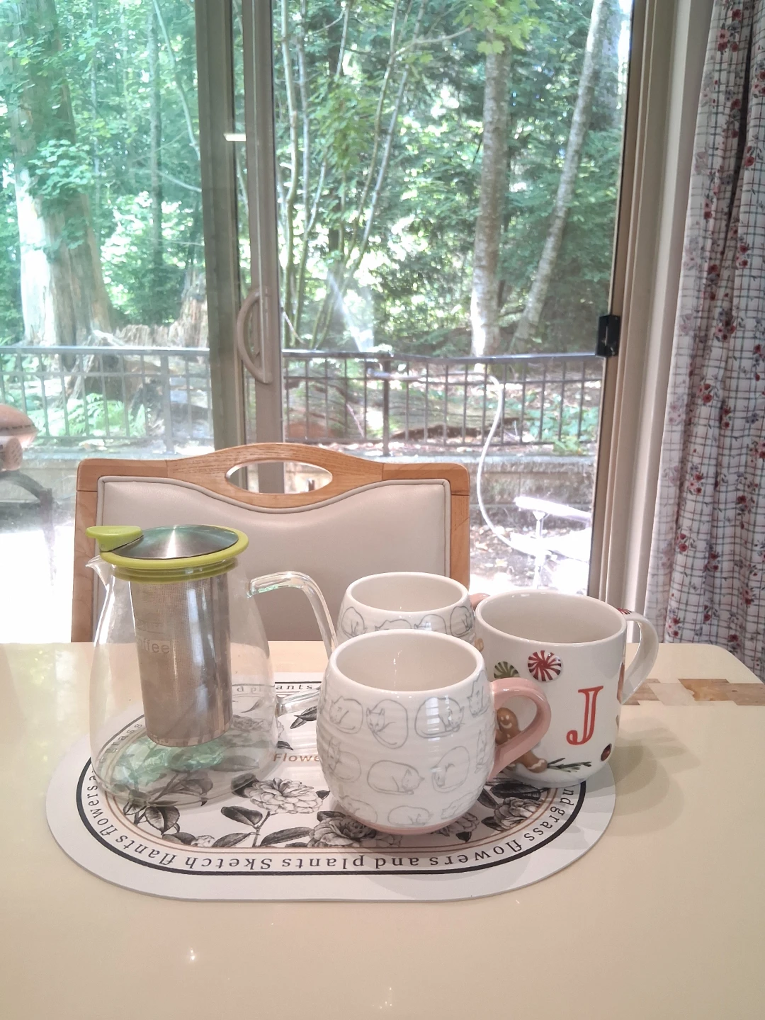 For Life glass Teapot with Infuser and Mugs