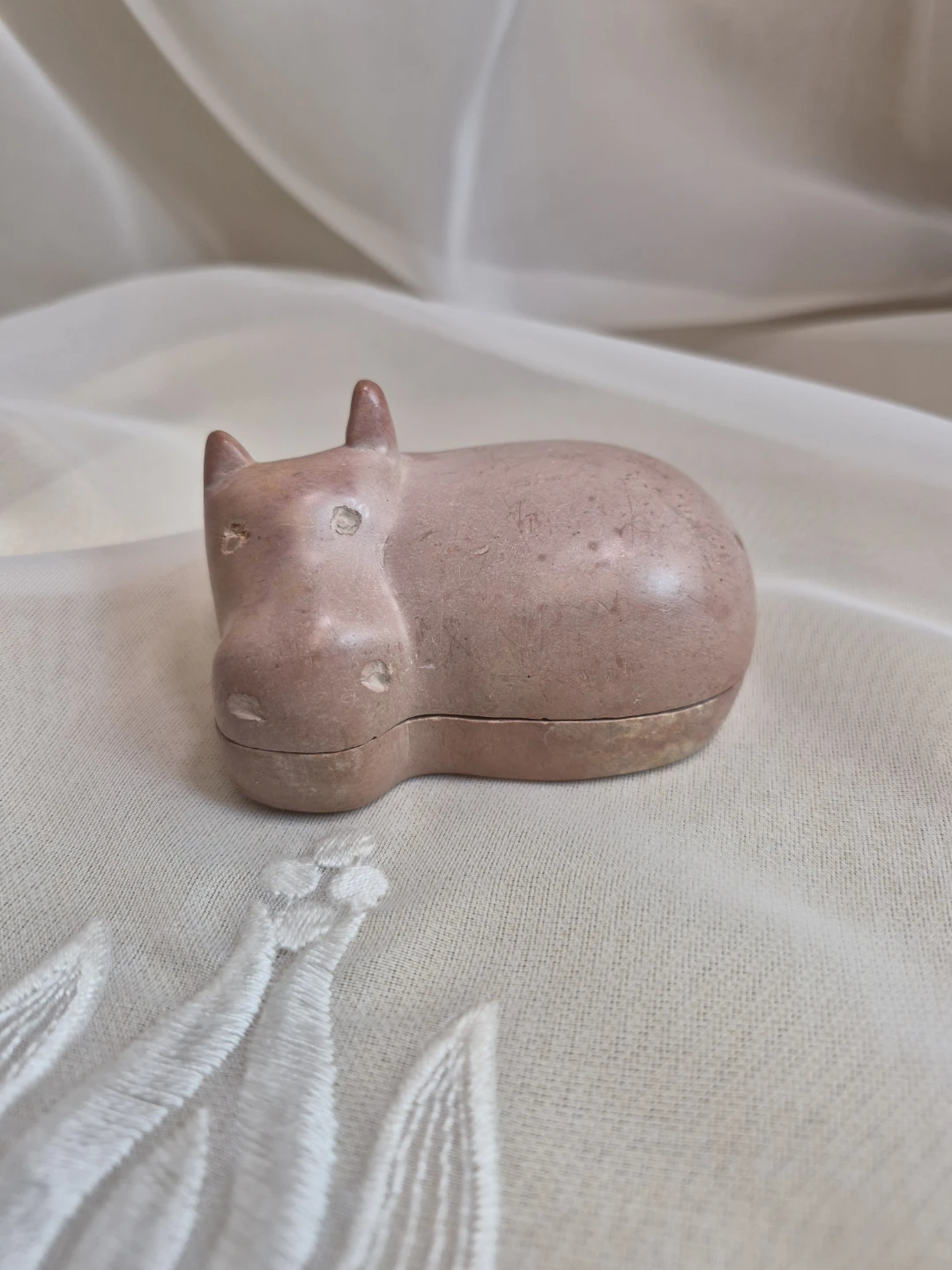 So Cute 3" x 2" Handcrafted Soapstone Hippo House Hippo..