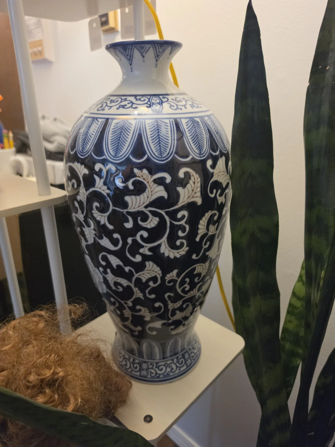 Blue and White Floral Ceramic Vase
