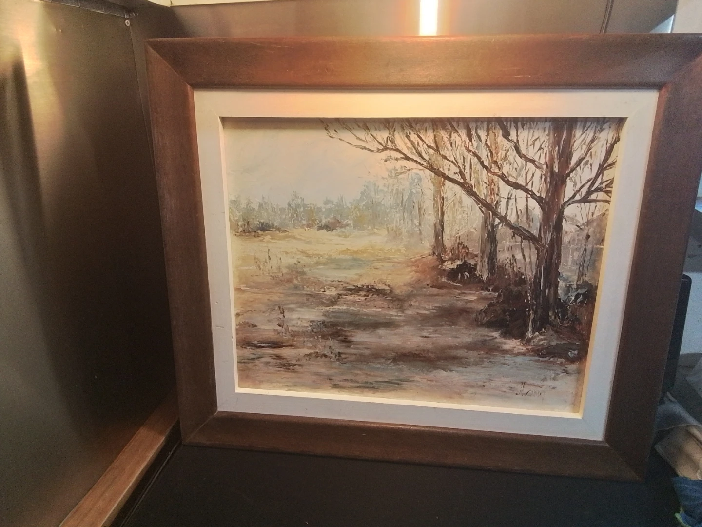 Oil Painting of Winter Forest Landscape by Long