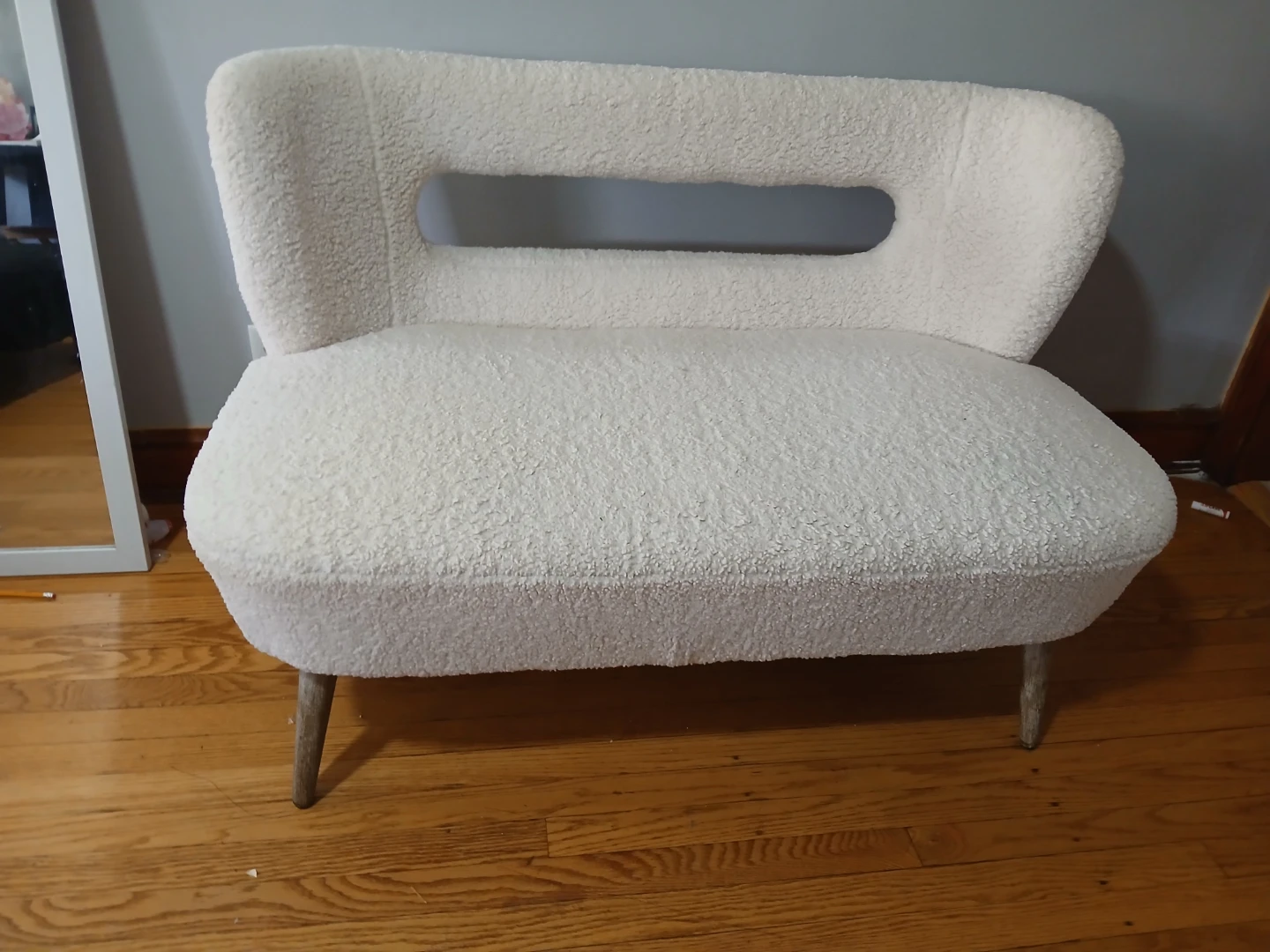 White Teddy Fabric Accent Chair