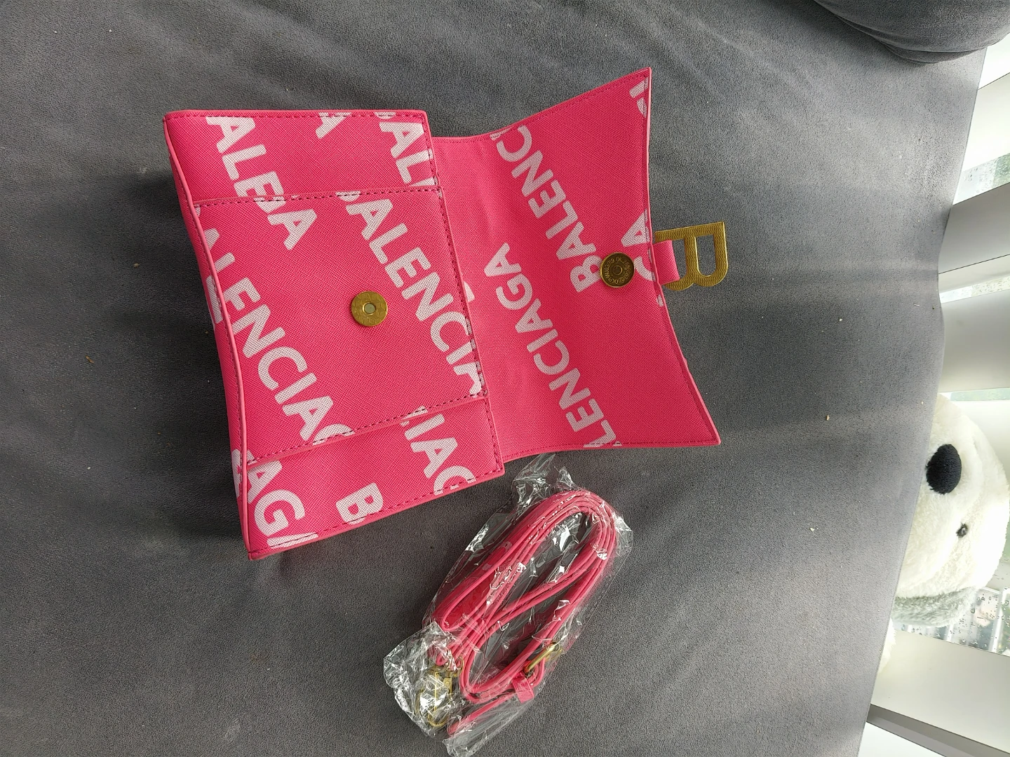 Balenciaga Pink All-Over Logo Mini Handbag - photo 4
