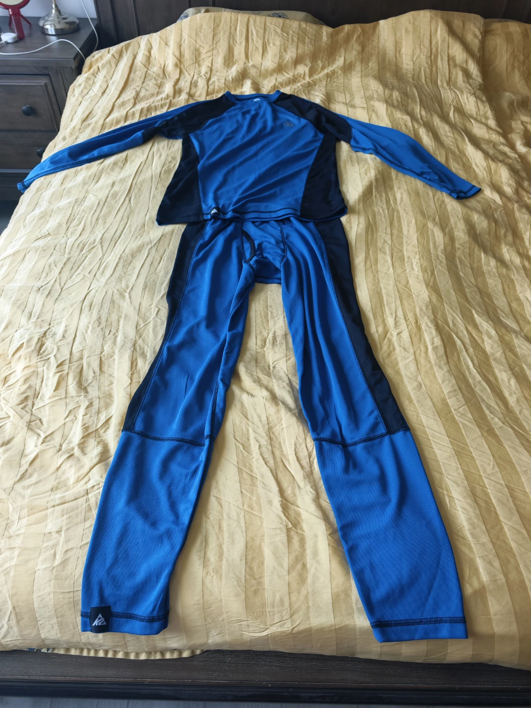 Blue & Black Thermal Long Underwear Set