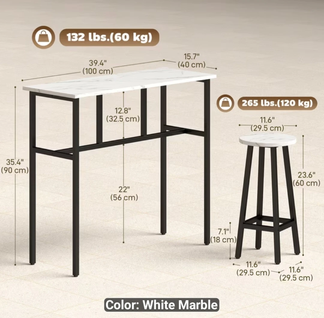 6-Piece Bar Set - White Marble Finish - photo 2