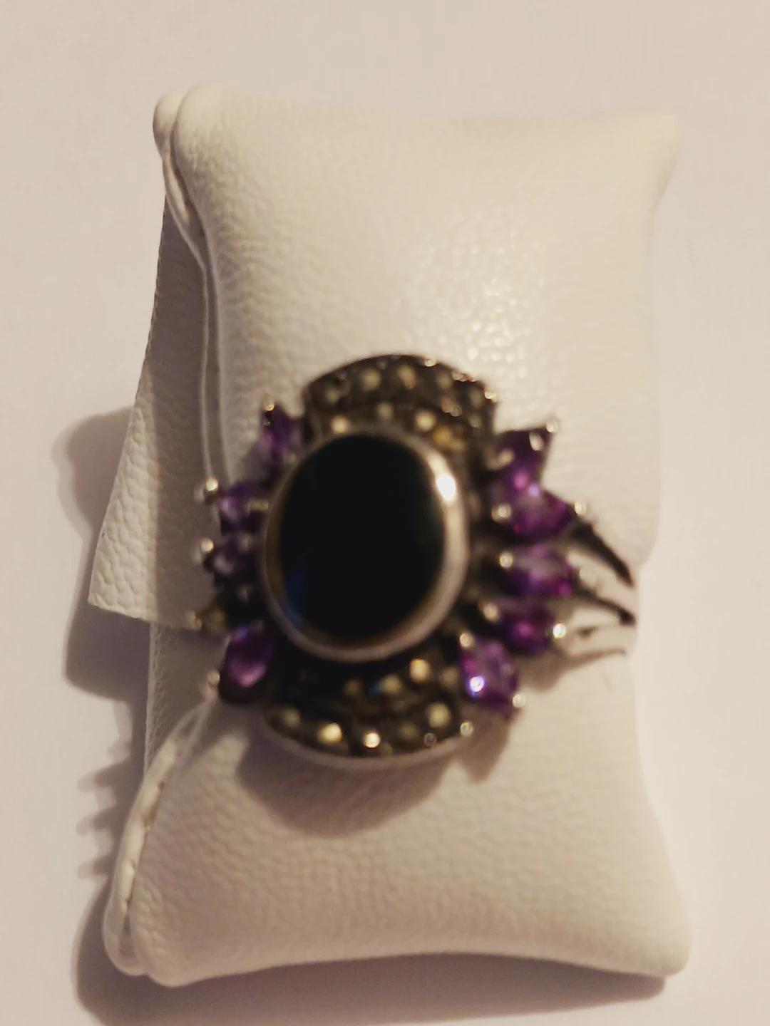 Sterling Silver 925  Ring with Onyx & Amethyst Stone 6 - photo 3