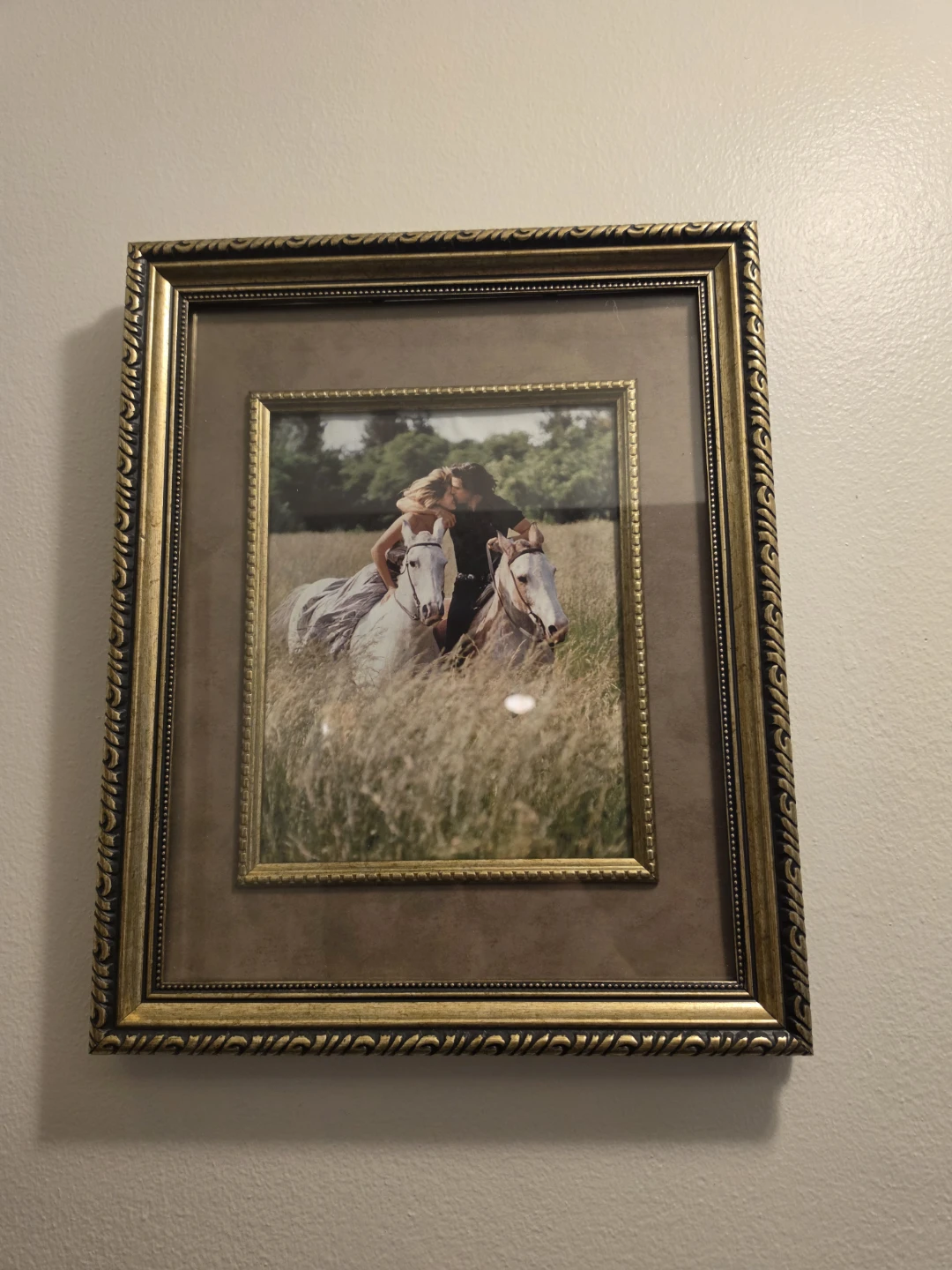 Framed Print of Couple on Horses