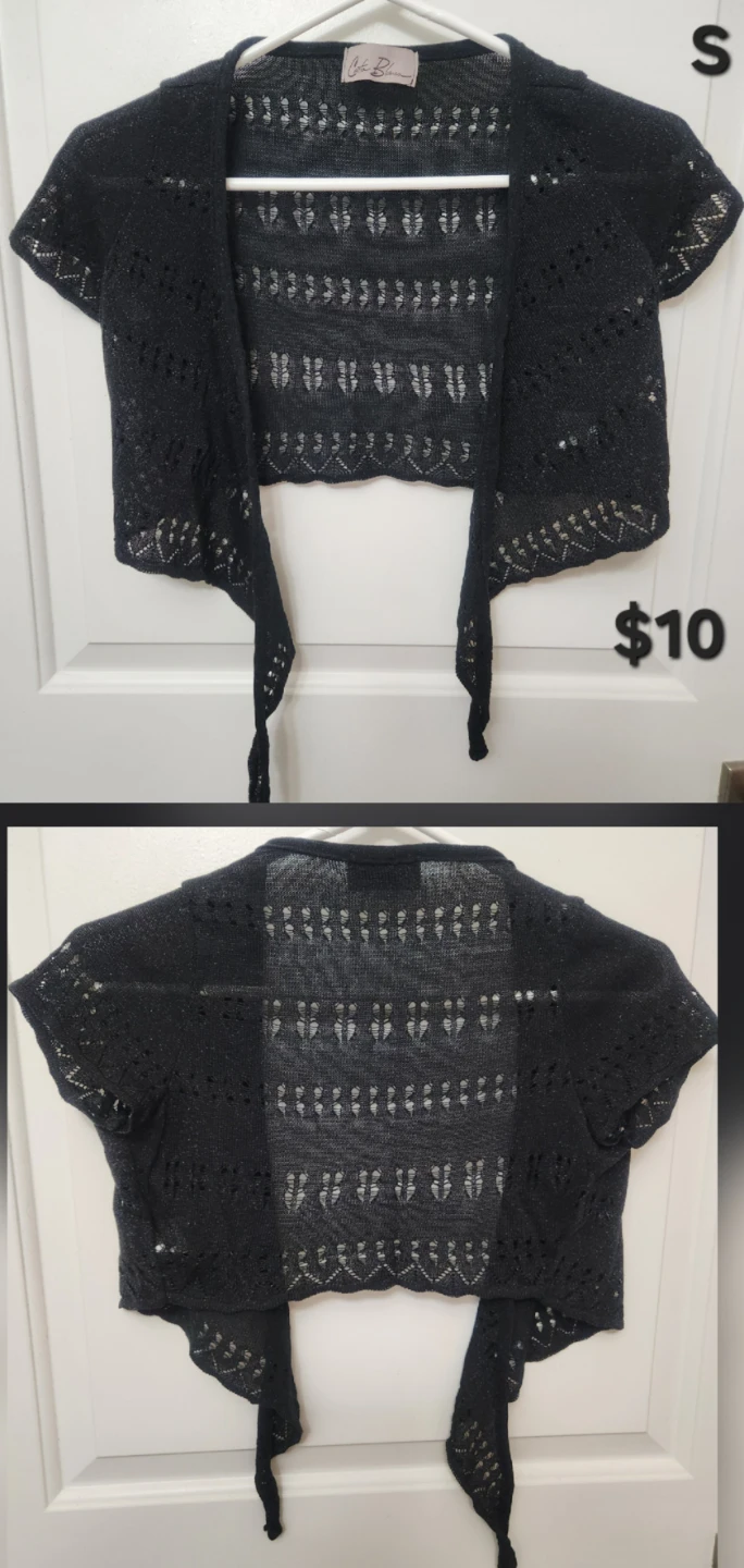 Black Open Knit Bolero Cardigan