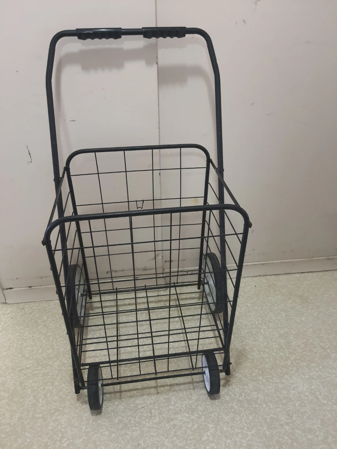 Black Metal Rolling Shopping Cart