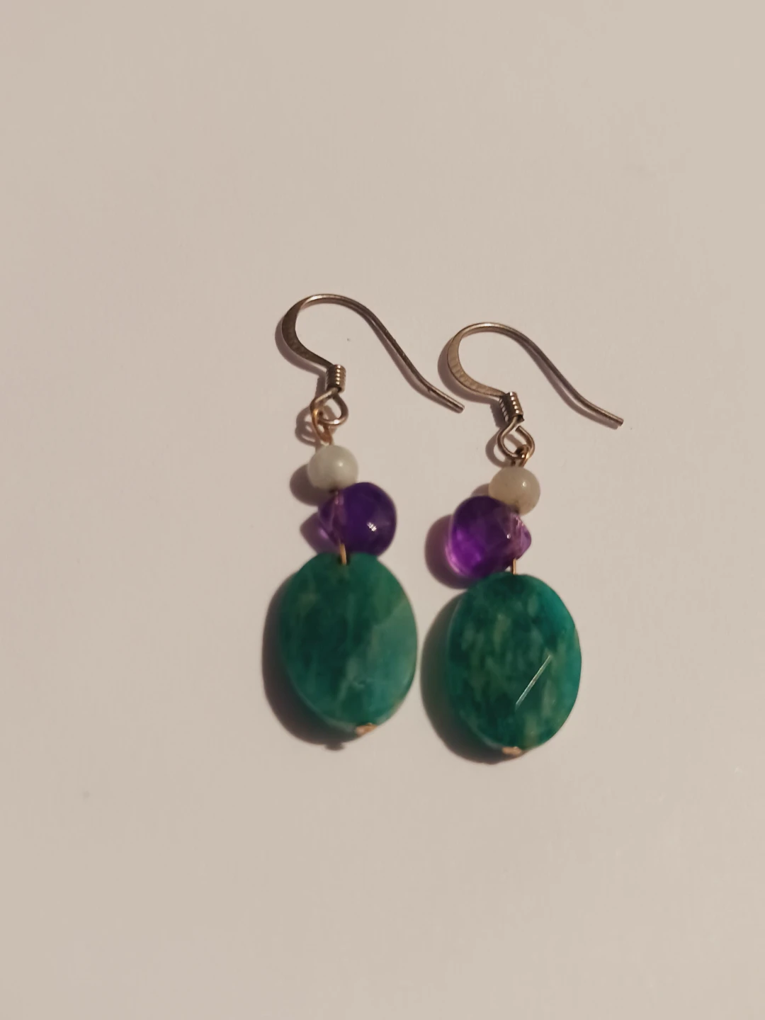 Sterling Silver Amazonite and Amethyst Earrings
