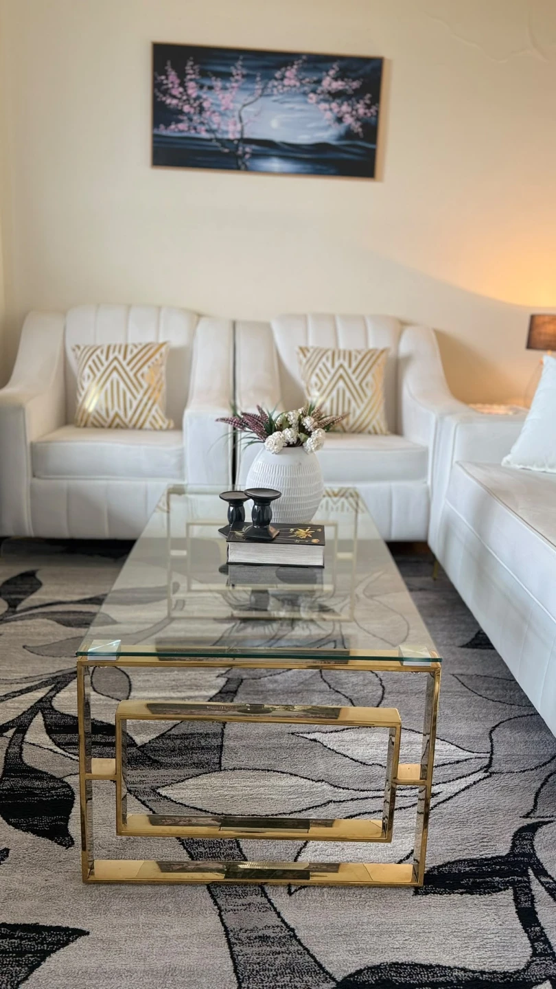 White Velvet Sofa with Gold Accents - photo 2
