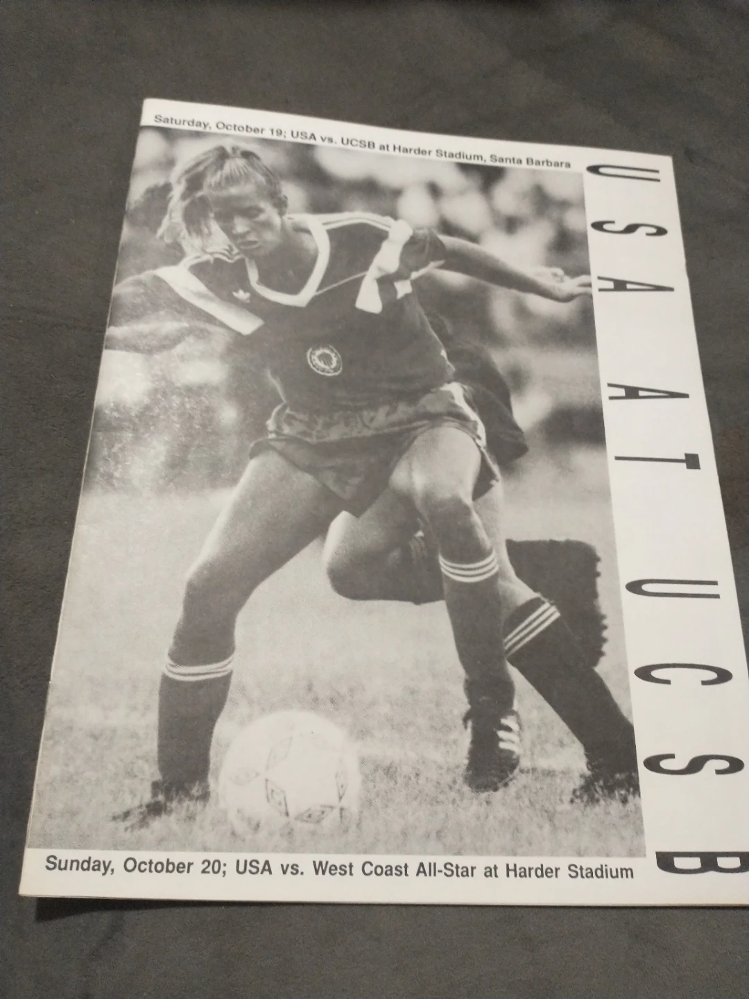 1991 USA Women's Soccer Exhibition Program vs UCSB