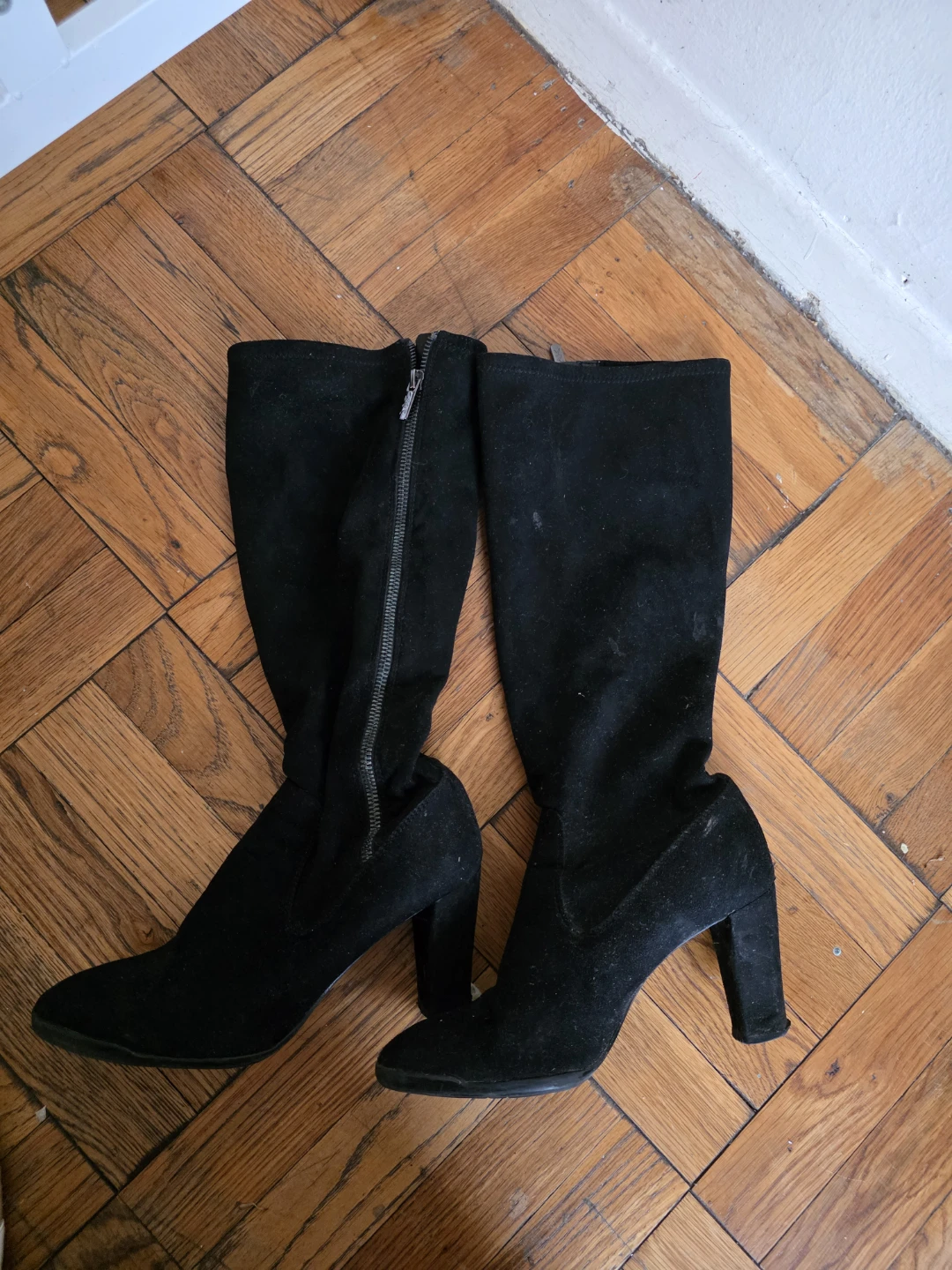 Black Suede Knee-High Boots - photo 2