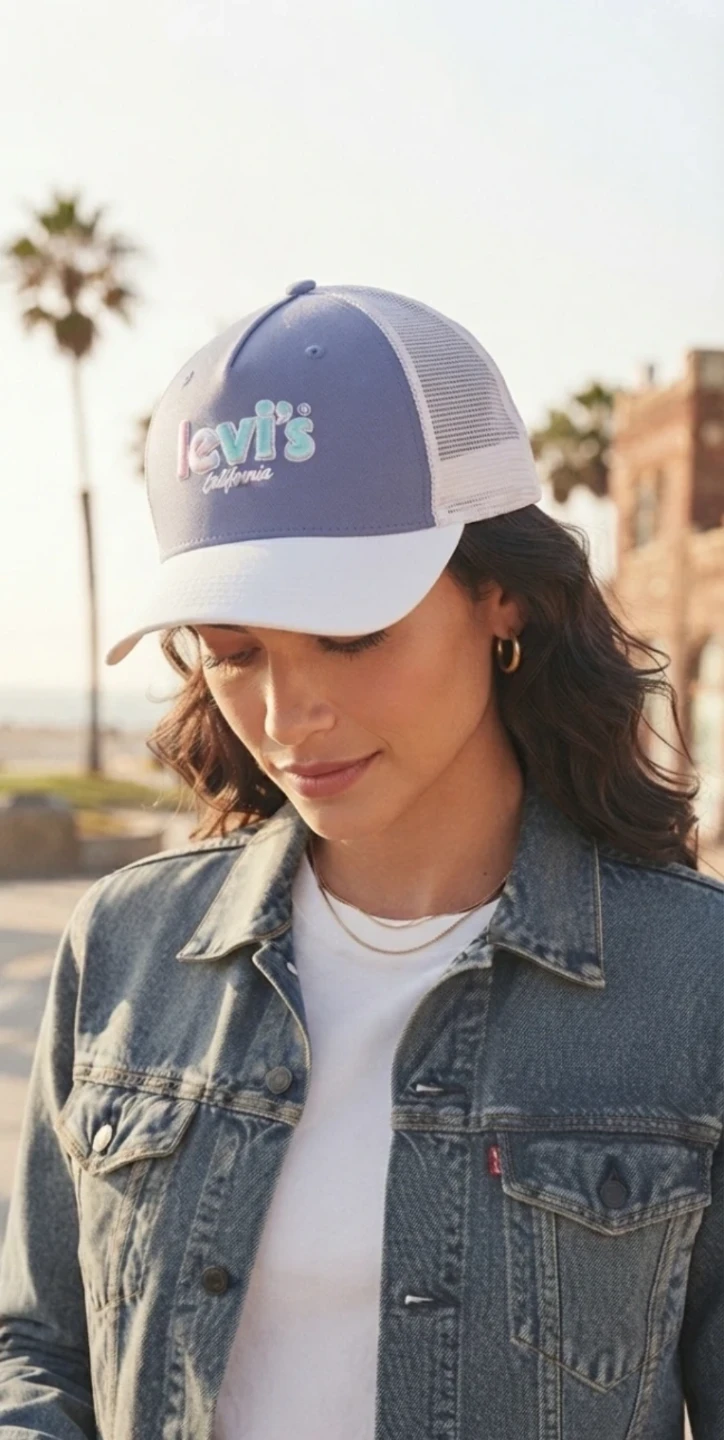 Authentic Levi's California Trucker Hat - Blue/White