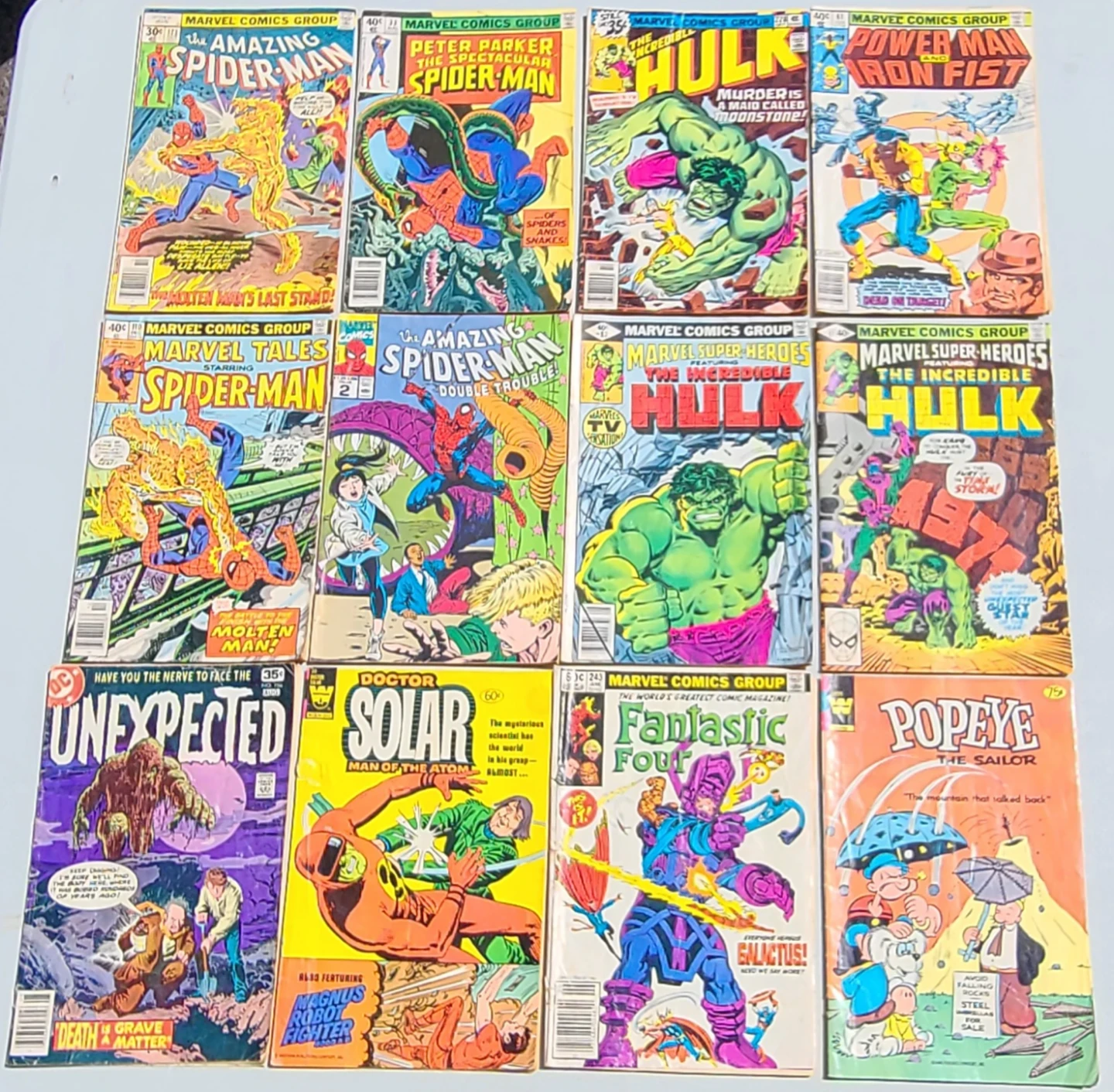 12 x 1970s 1980s Comic Books - Spider-Man, The Hulk, Etc.