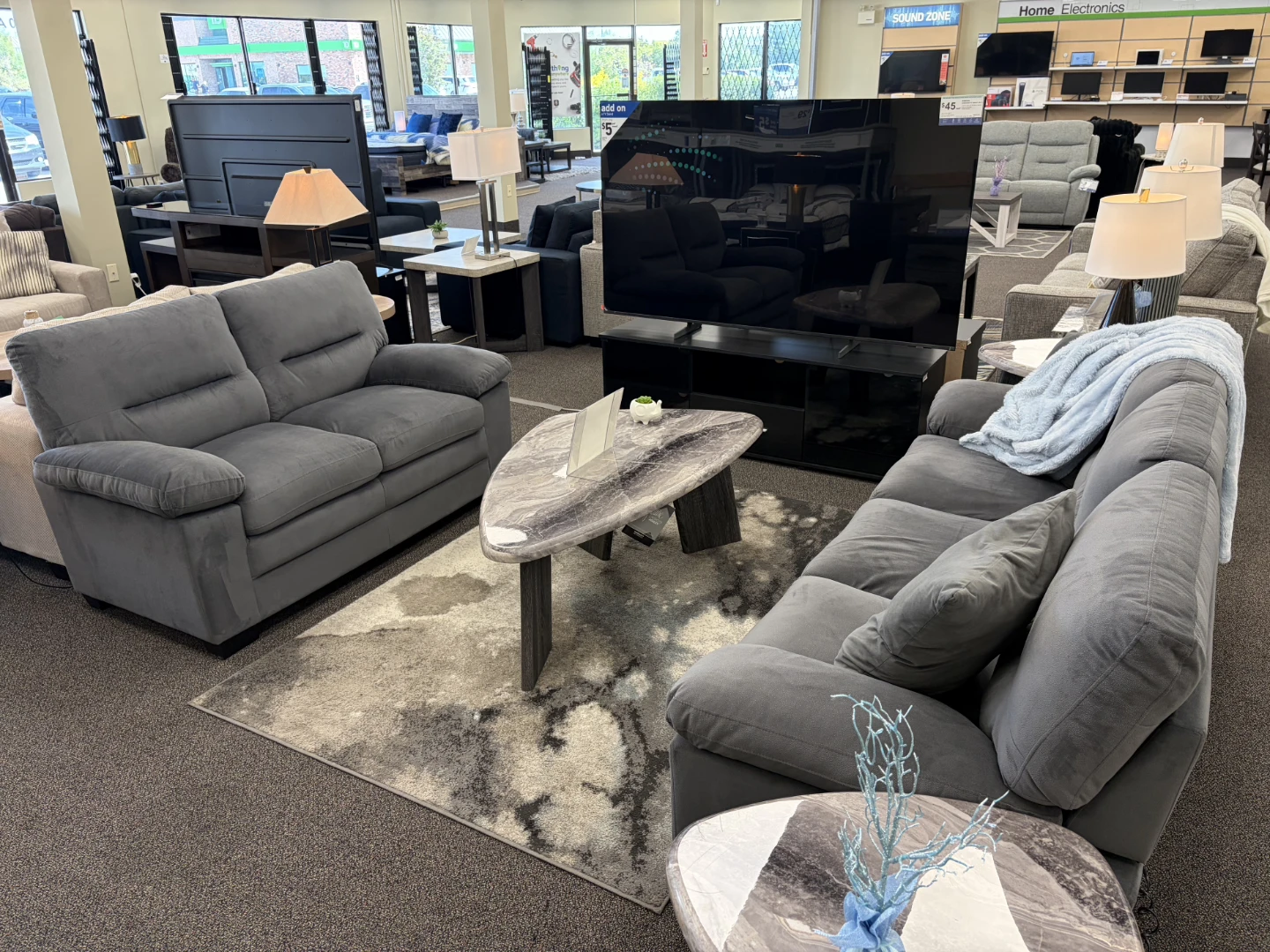 Grey Suede-like Sofa/Loveseat