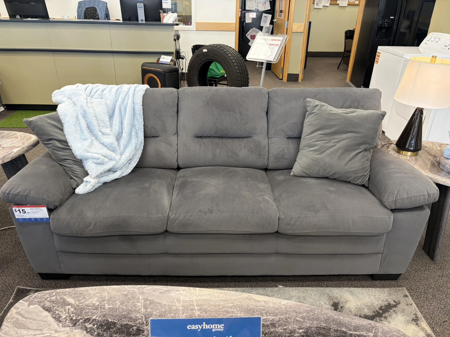 Grey Suede-like Sofa/Loveseat - photo 2