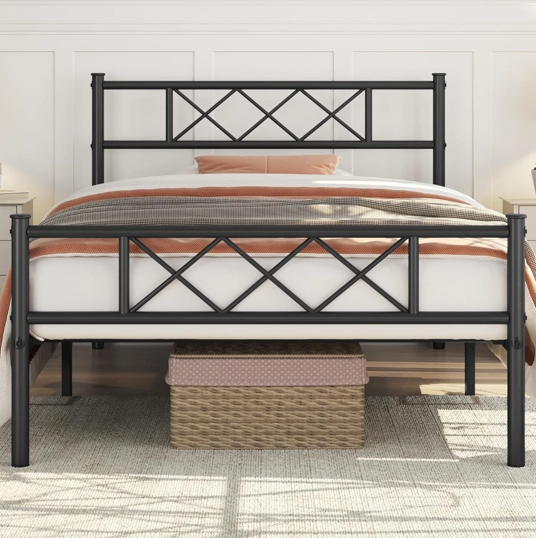 Twin XL Metal Platform Bed Frame with Headboard & Footboard