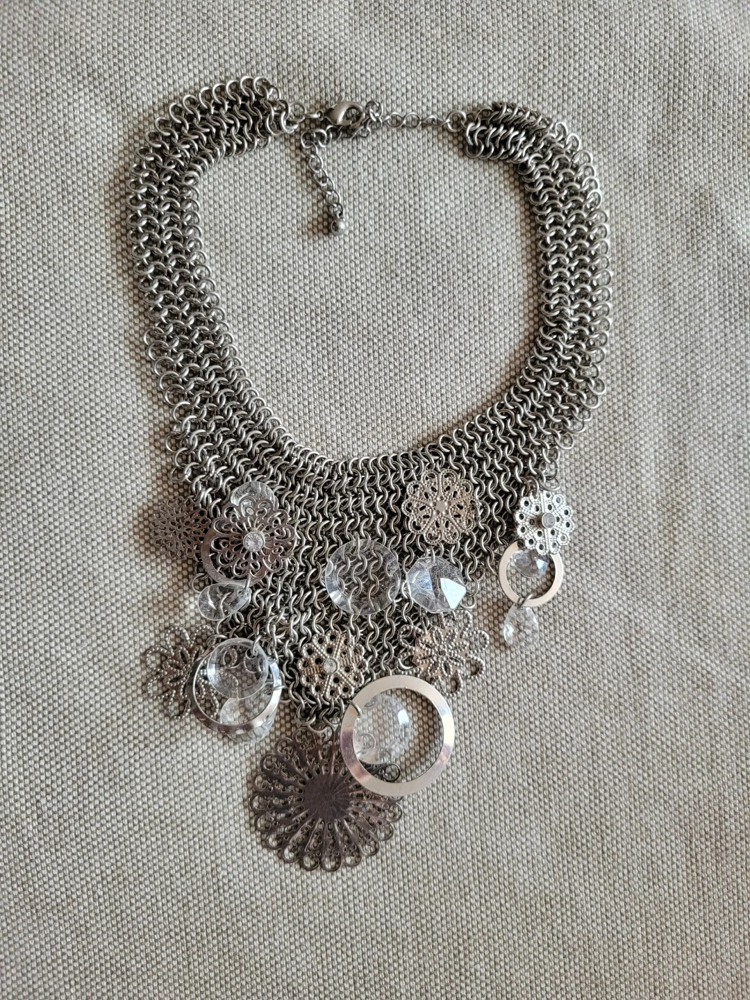 Silver Chunky Necklace with Charms