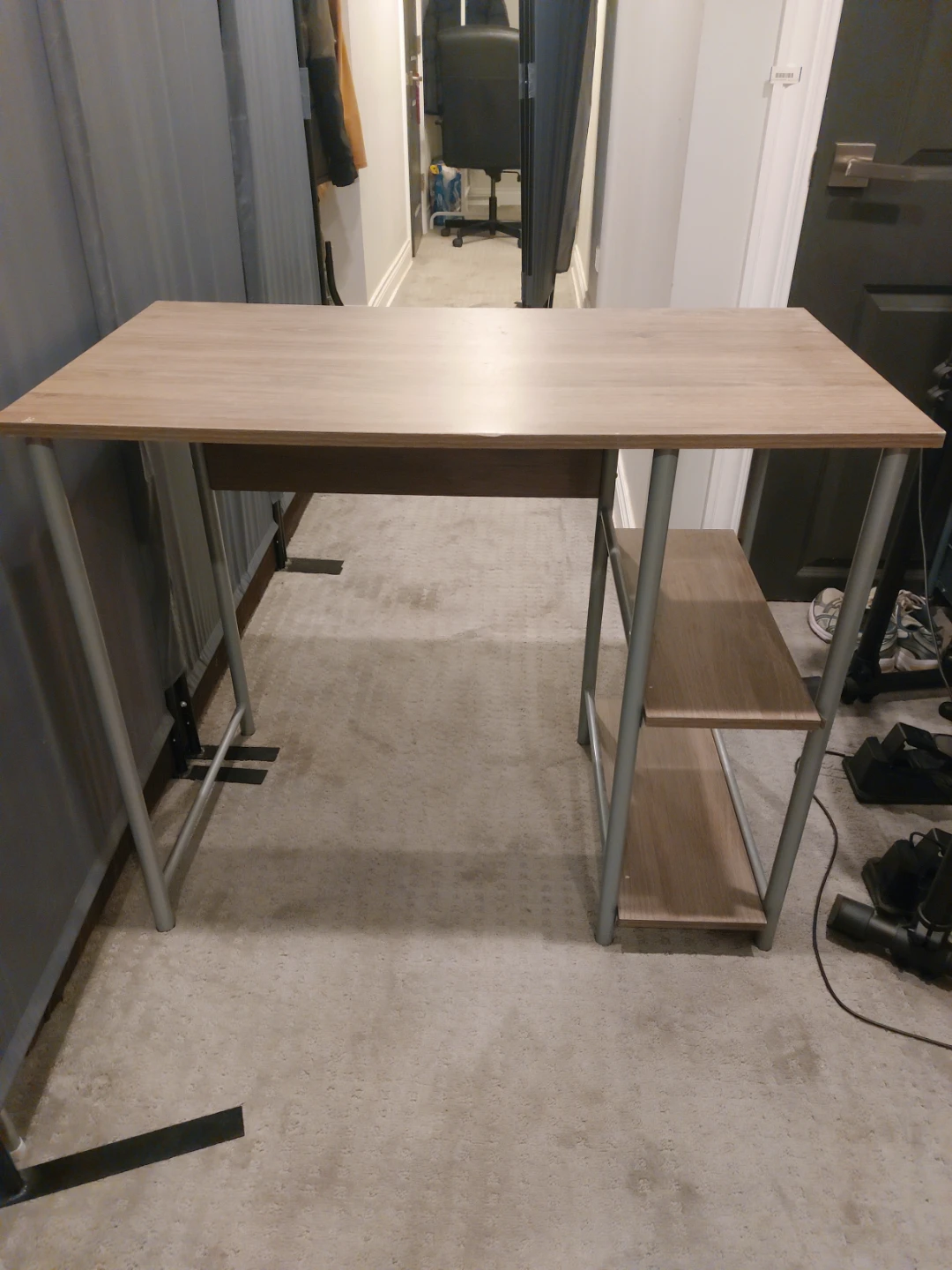 Wood Grain Desk with 2 Shelves