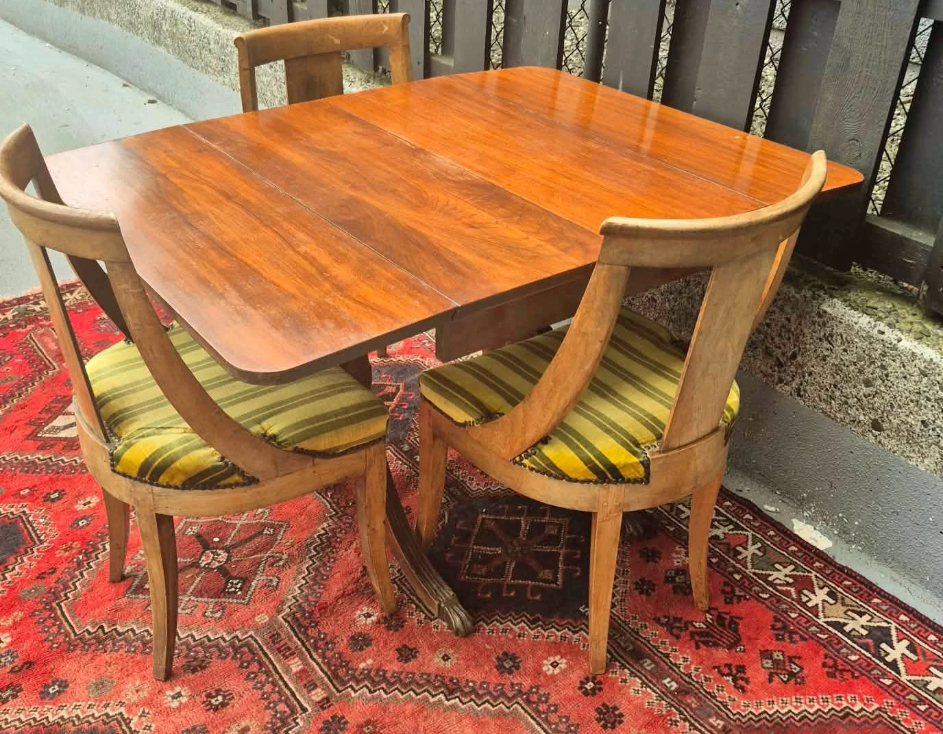 Antique Drop Leaf Walnut Dining Table With 1 Extension - photo 4