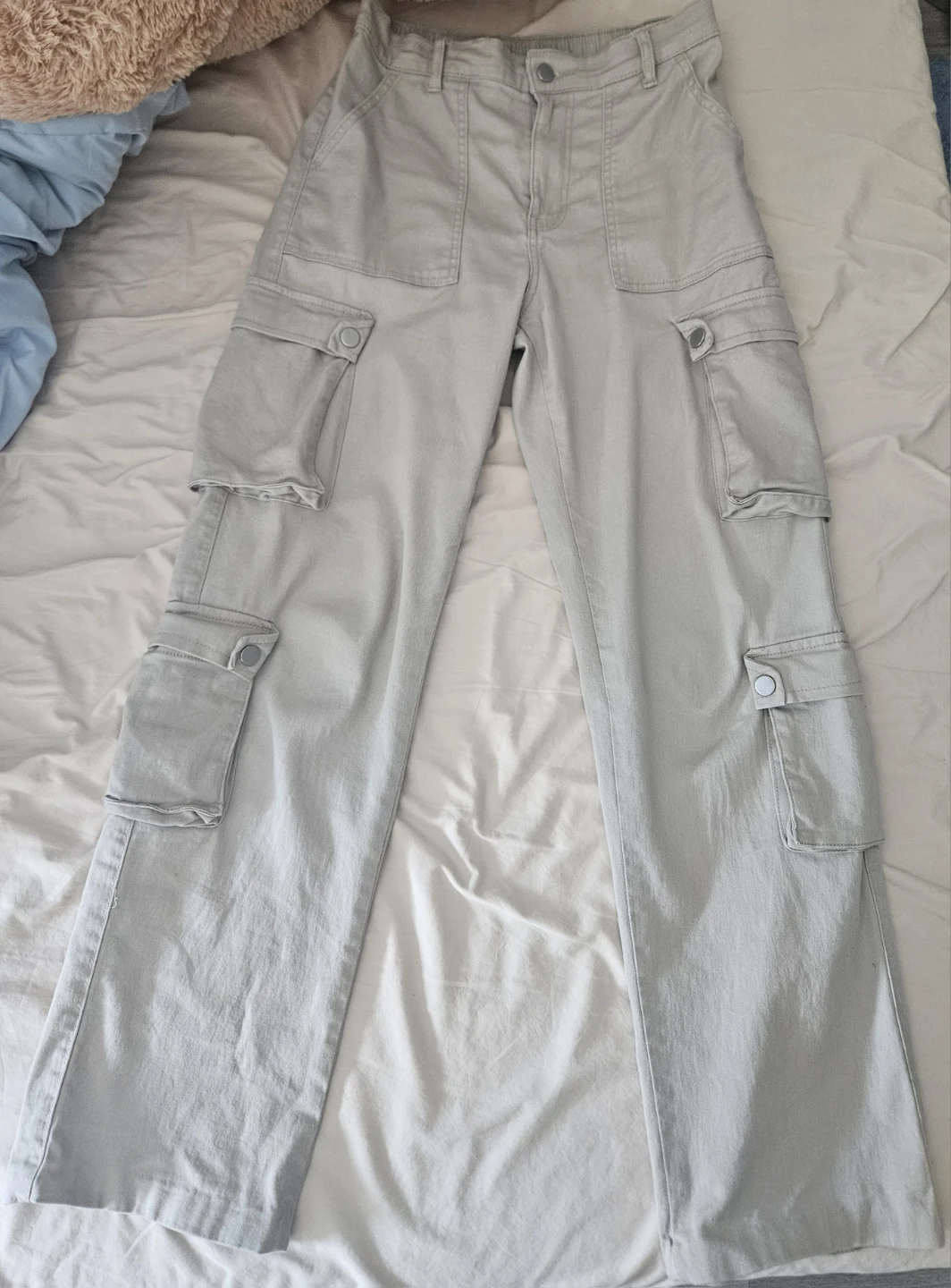 Beige Multi-Pocket Cargo Pants
