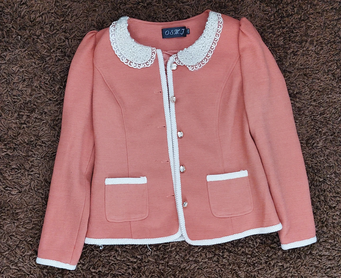 Pink Jacket with Pearl Collar