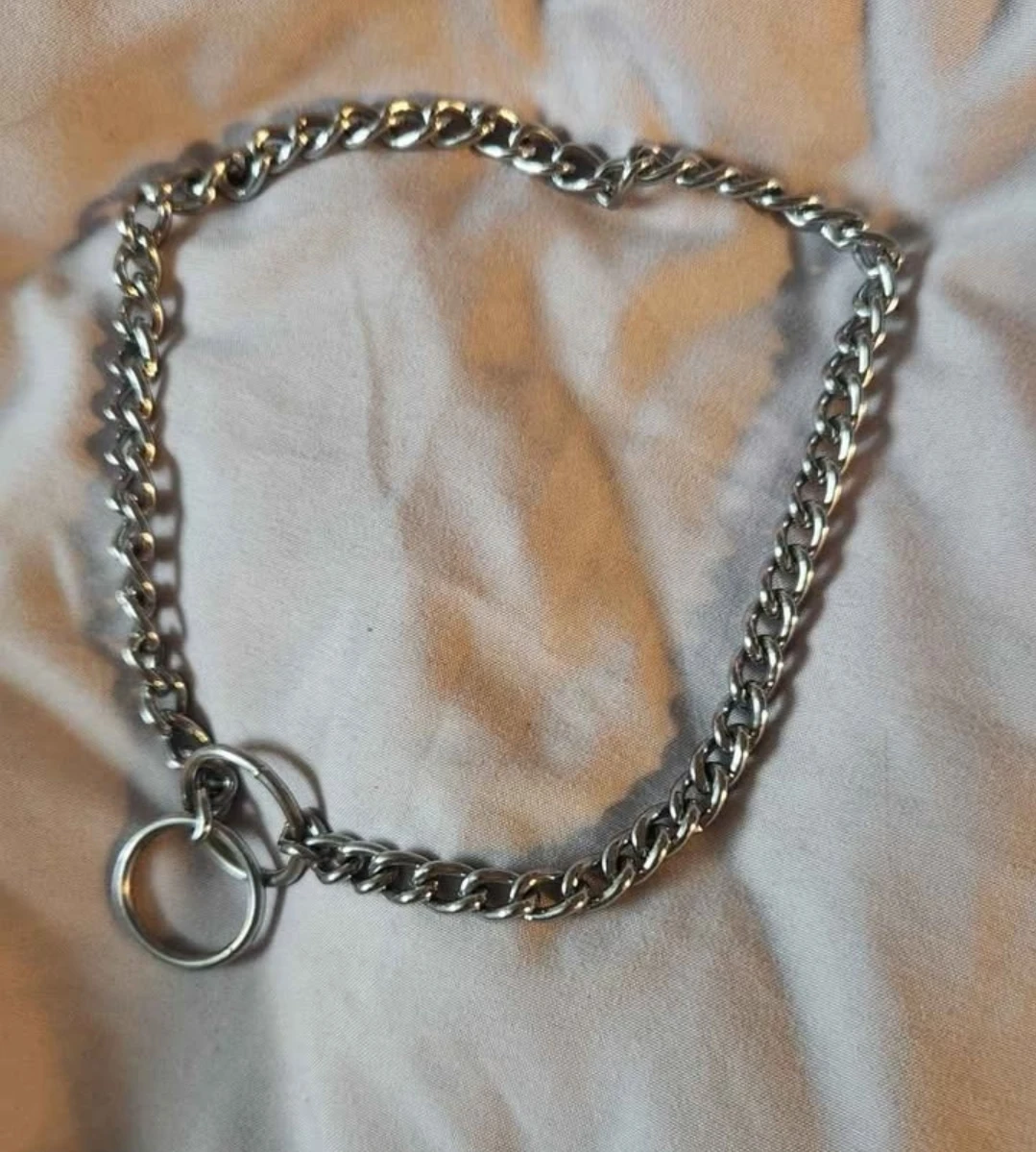 Silver choke Chain Dog Collar