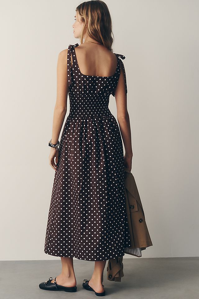 Anthropologie Brown Polka Dot Midi Dress - photo 2