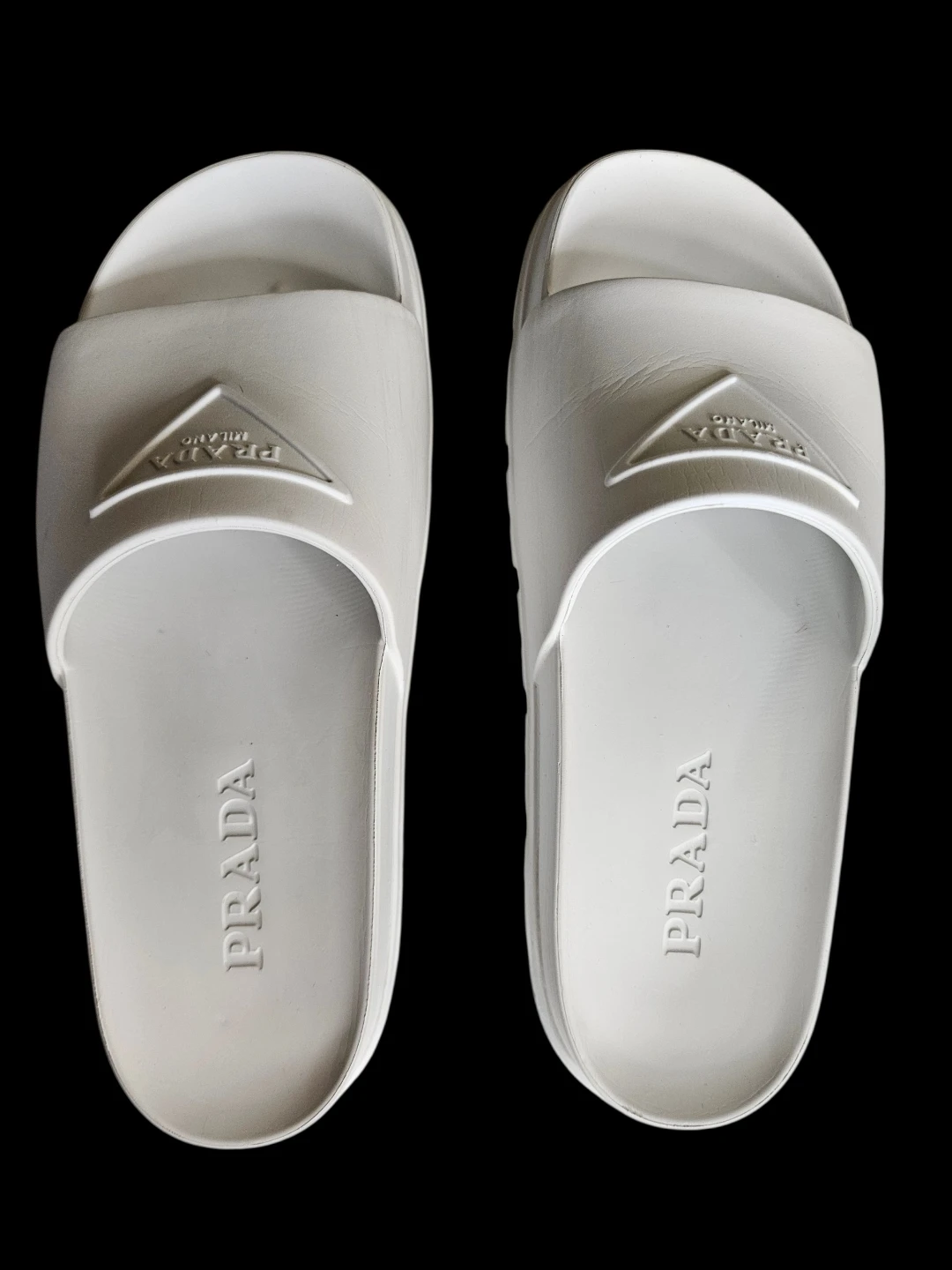 Prada White Slide Sandals