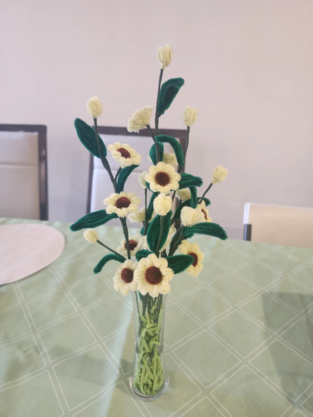 Pipe Cleaner Flower Arrangement in Glass Vase