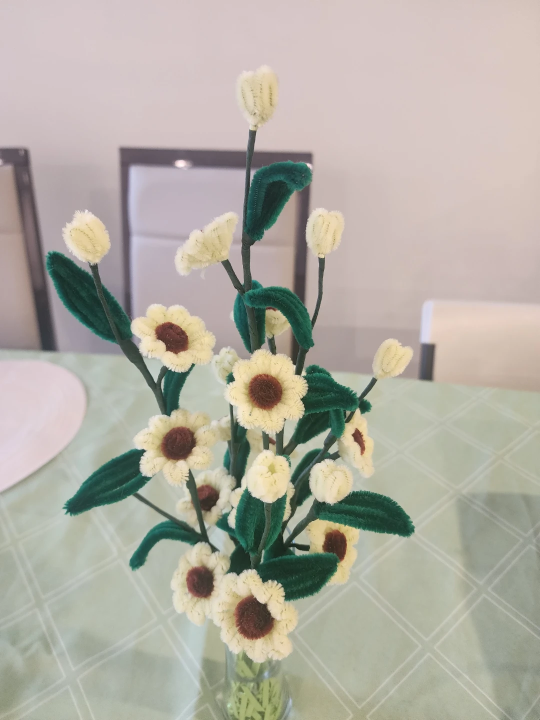 Pipe Cleaner Flower Arrangement in Glass Vase - photo 2