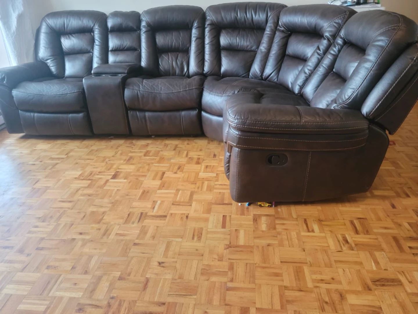 Brown Leather Recliner Sectional Sofa - photo 4