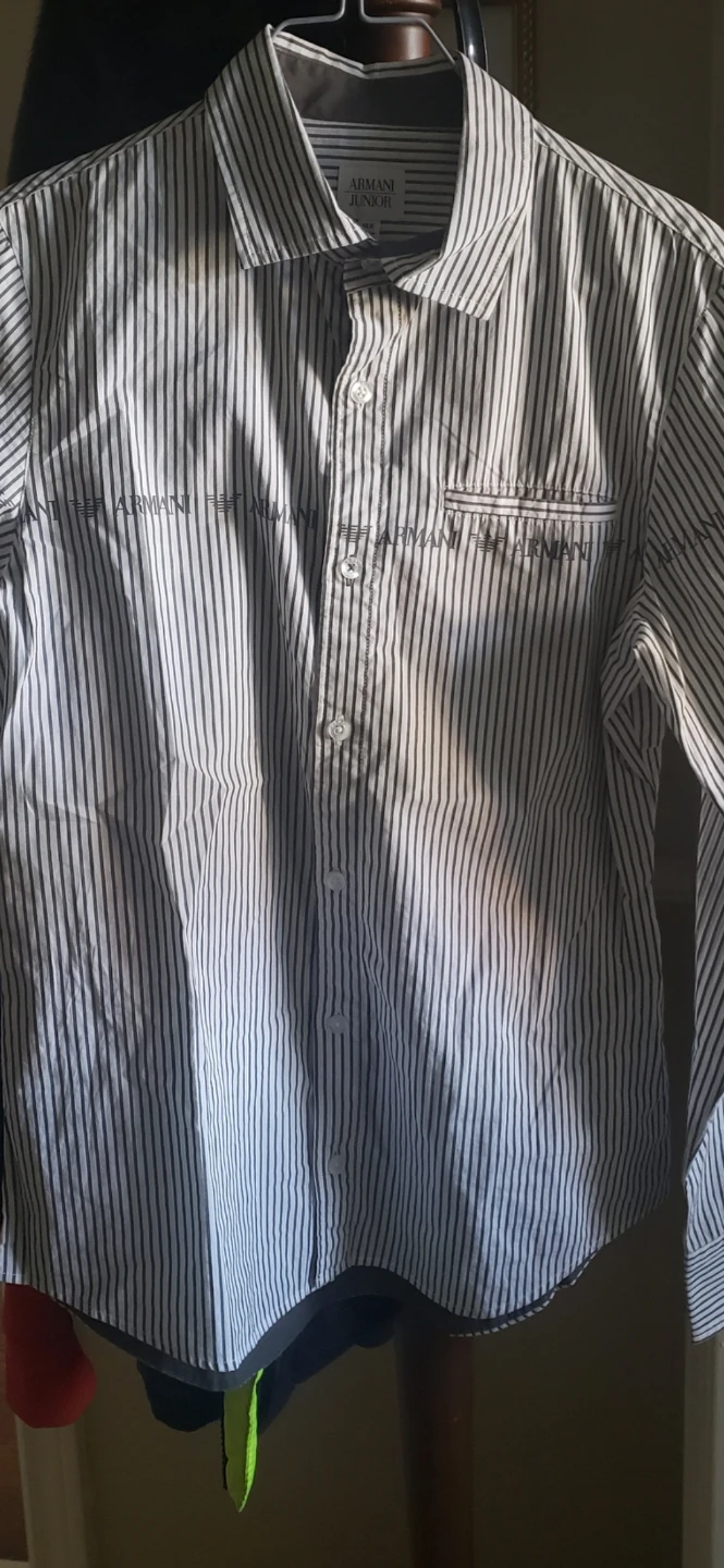 Armani Junior Boys Striped Button-Up Shirt - photo 2