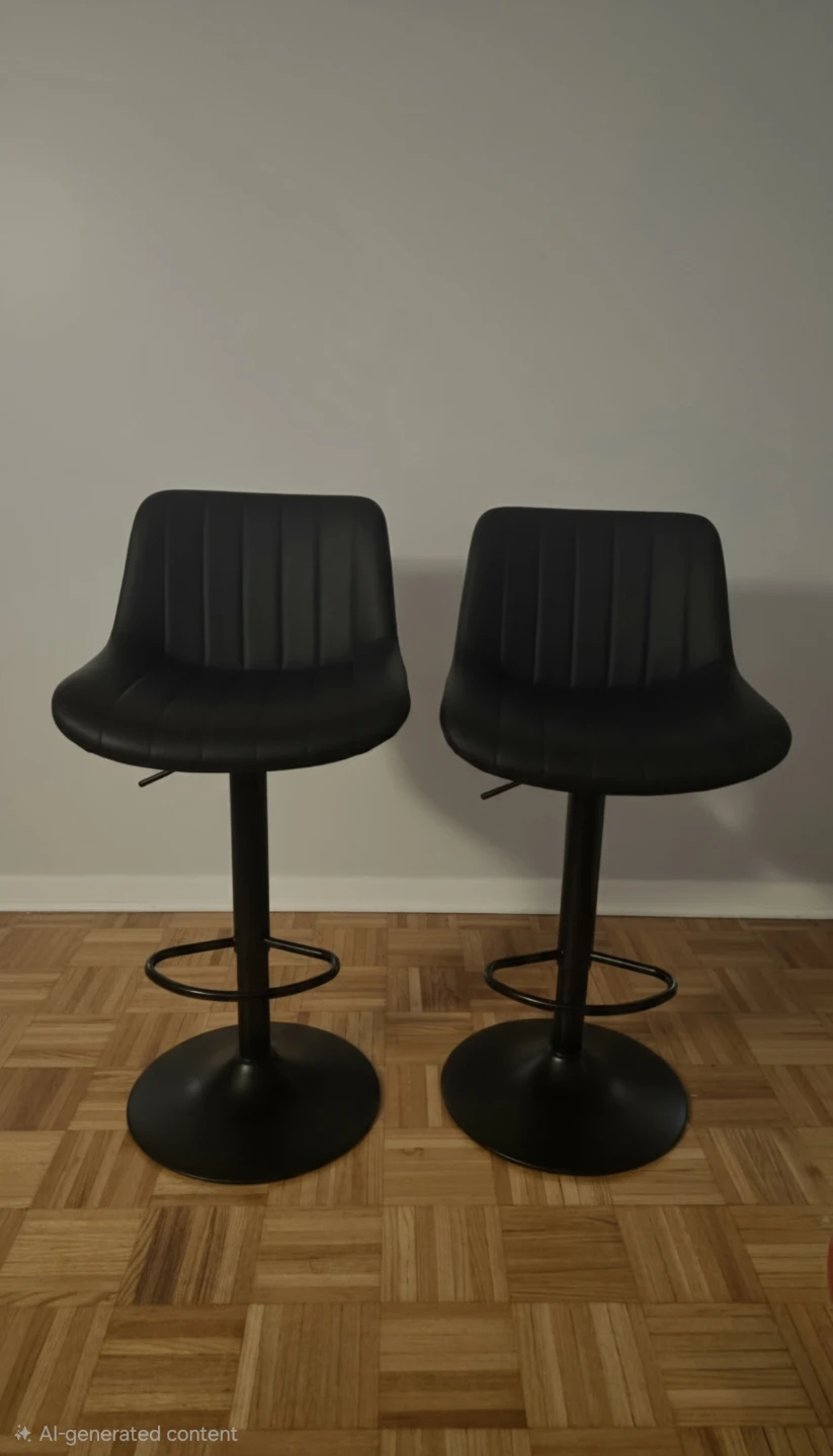 Set of 2 Black Adjustable Bar Stools