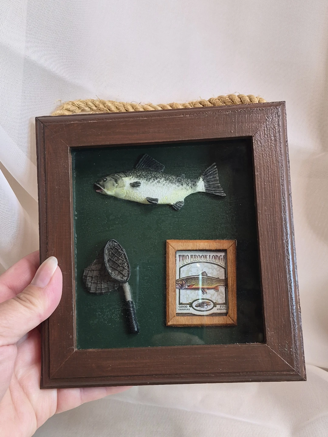 5 1/2" x 5 1/2" Wooden Shadow Box Style Fishing Wall Hanging - photo 2