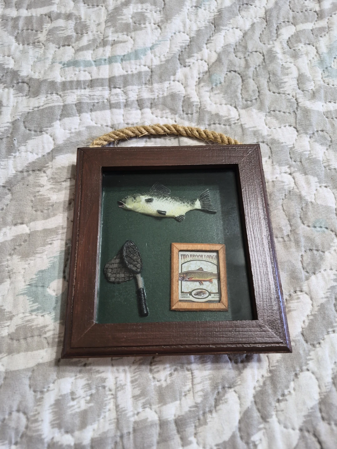 5 1/2" x 5 1/2" Wooden Shadow Box Style Fishing Wall Hanging - photo 3