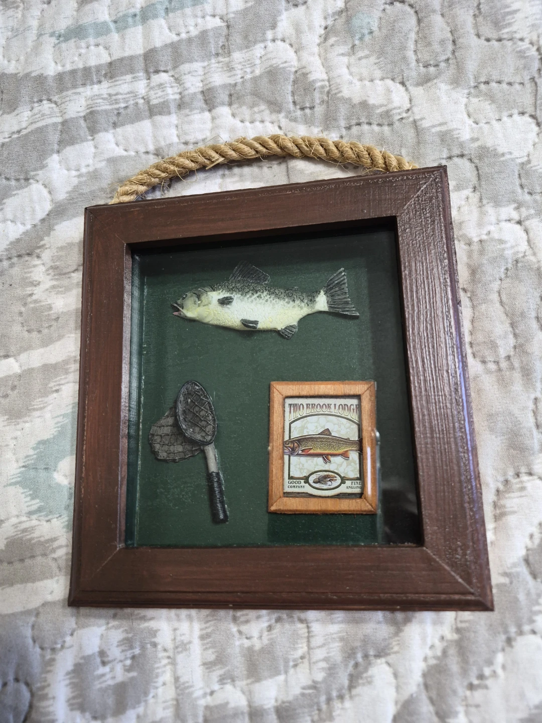 5 1/2" x 5 1/2" Wooden Shadow Box Style Fishing Wall Hanging - photo 4