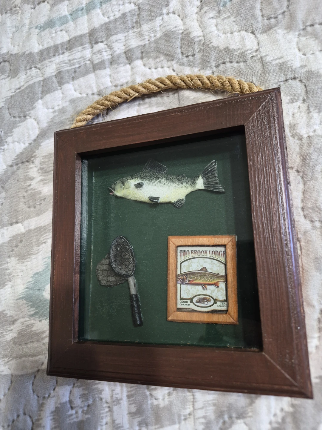 5 1/2" x 5 1/2" Wooden Shadow Box Style Fishing Wall Hanging - photo 5