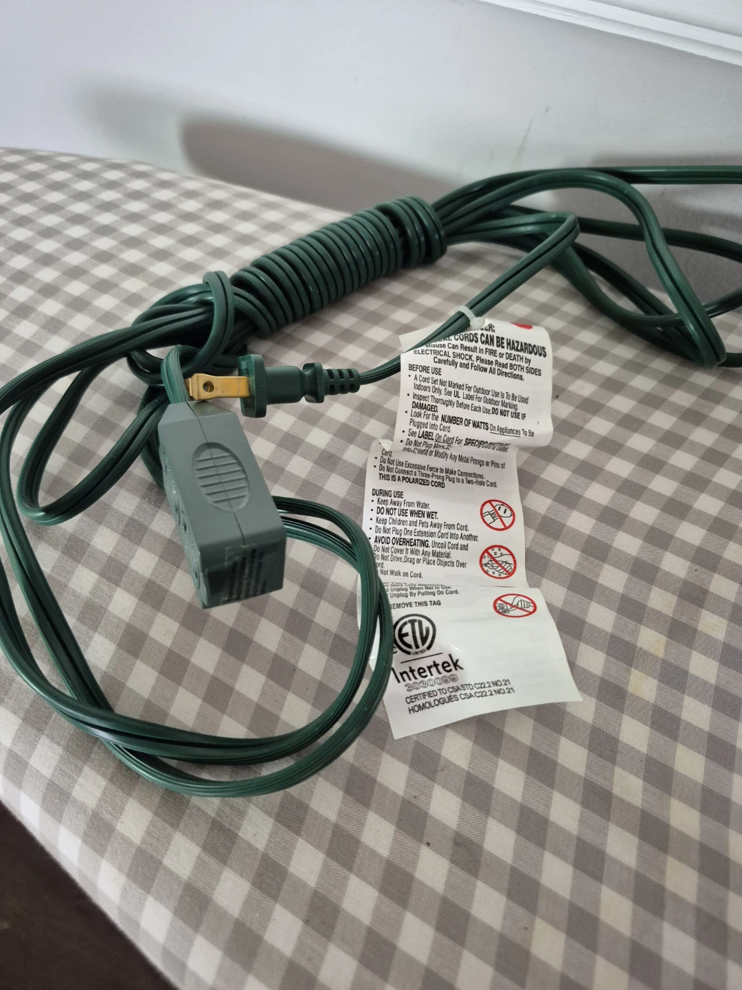 Green Extension Cord with 2 Outlets - photo 2
