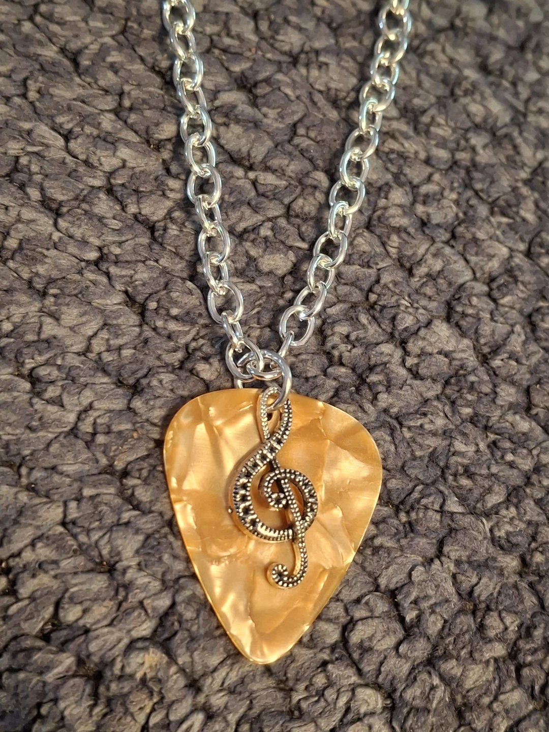 Guitar Pick Necklace with Treble Clef - photo 3