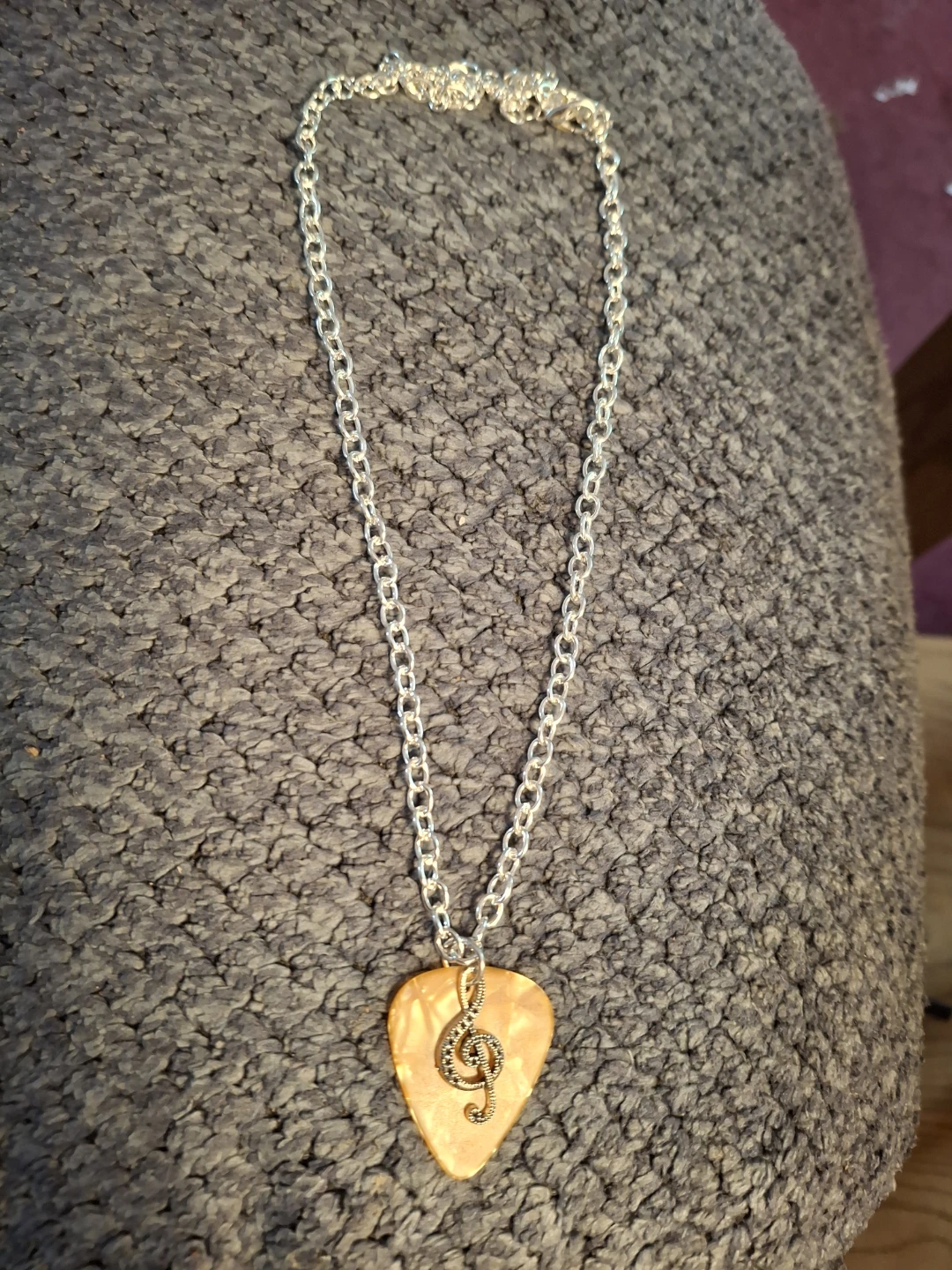 Guitar Pick Necklace with Treble Clef - photo 4