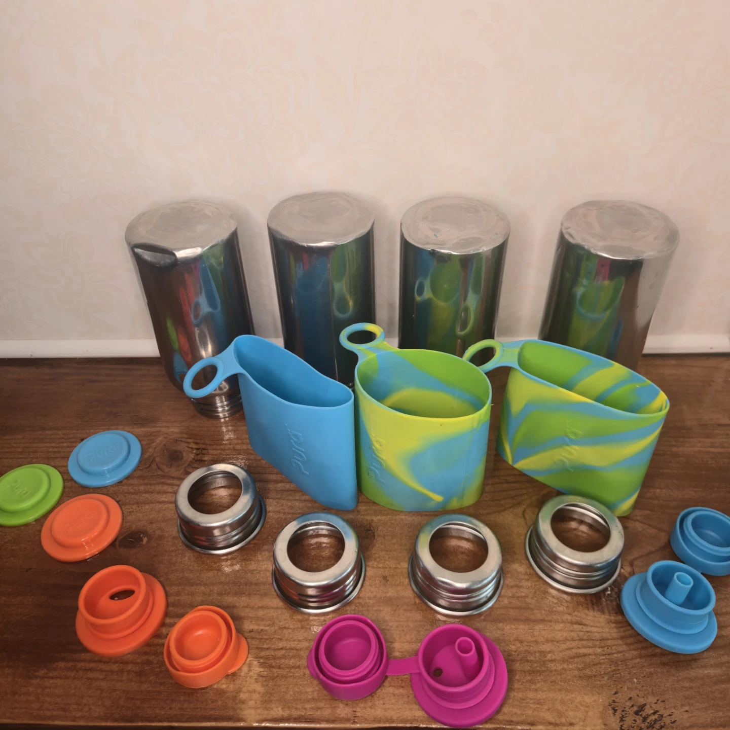 Pura Stainless Steel Water Bottles with Lids & Sleeves - photo 2