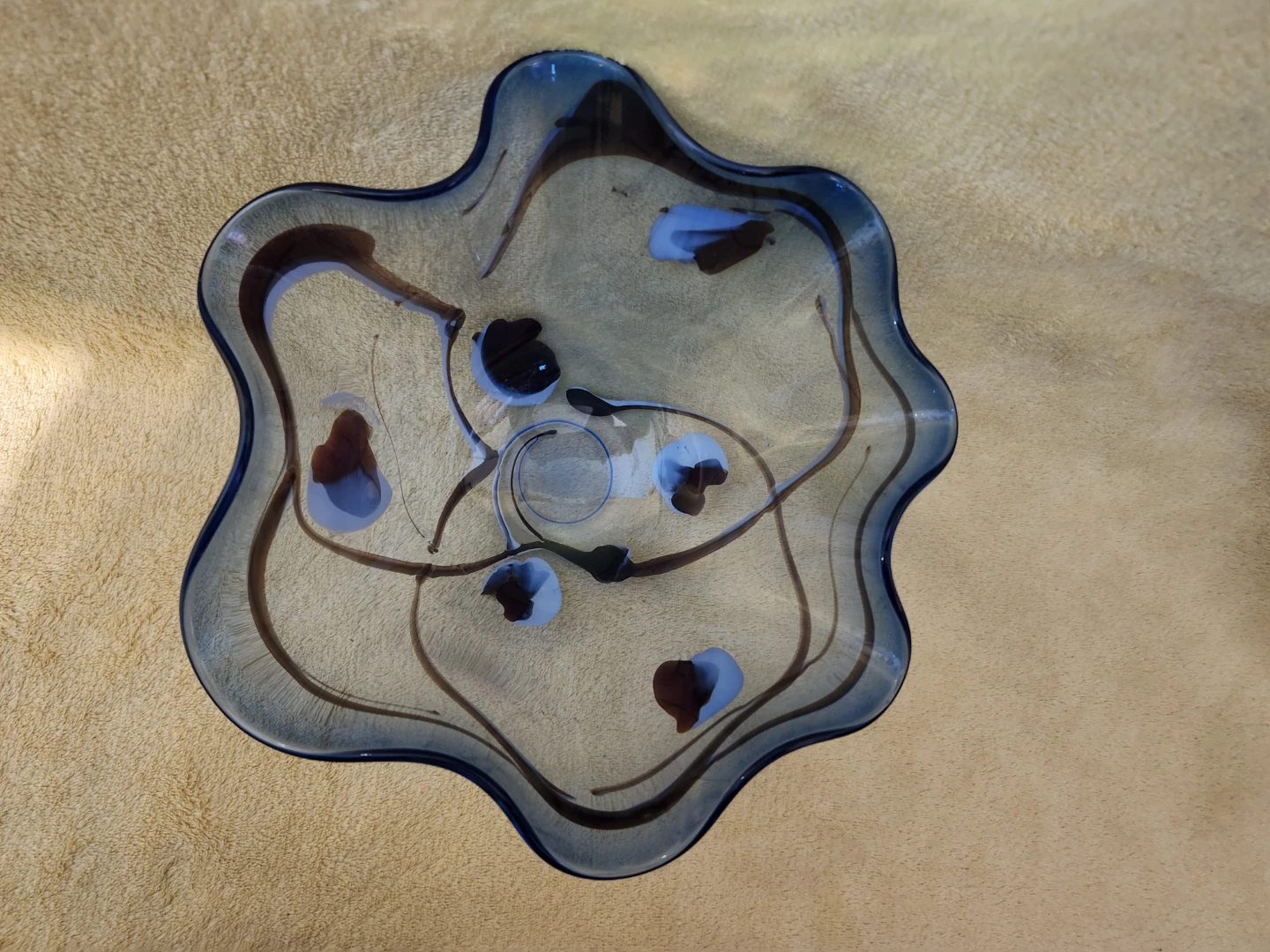 Decorative Blue Hand Blown Glass Bowl